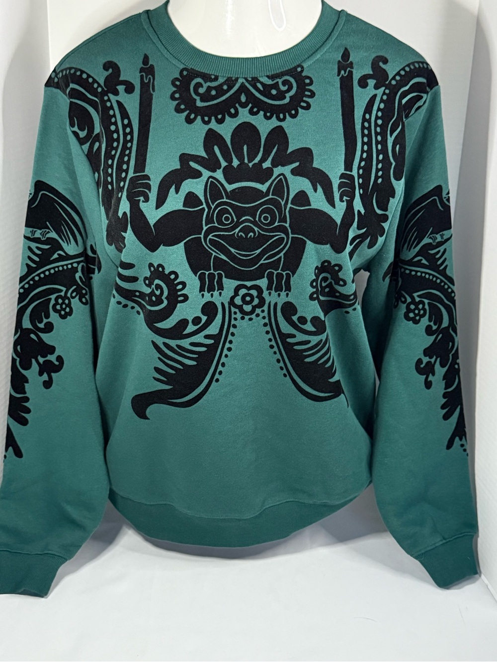 Disney Parks The Haunted Mansion Gargoyle Flocked Pullover Sweatshirt